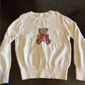 Abercrombie Kids Cream Sweater with Bear Motif